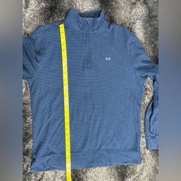 Vineyard Vines Men’s Medium Striped Blue 1/3 Zip Sweater Pima Cotton Pullover - Picture 8 of 11